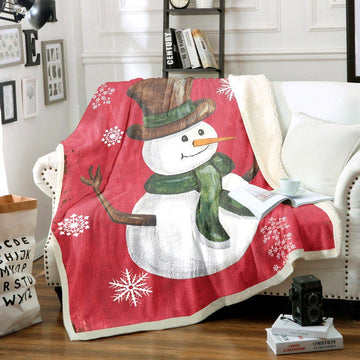 litzzy A Snowman GS-CL-KC1707 Sherpa Fleece Blanket Sherpa Fleece Blanket   