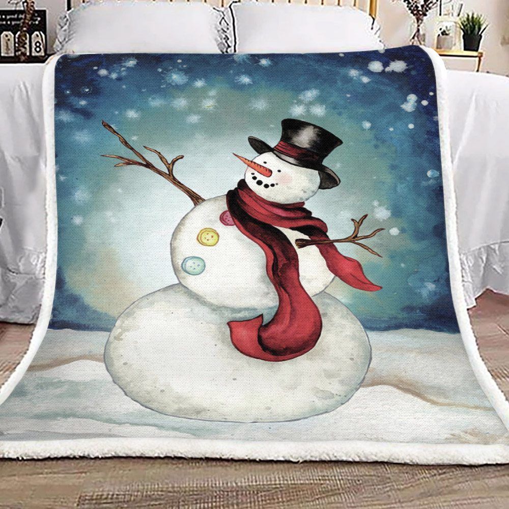 litzzy A Snowman GS-CL-KC2406 Sherpa Fleece Blanket Sherpa Fleece Blanket   