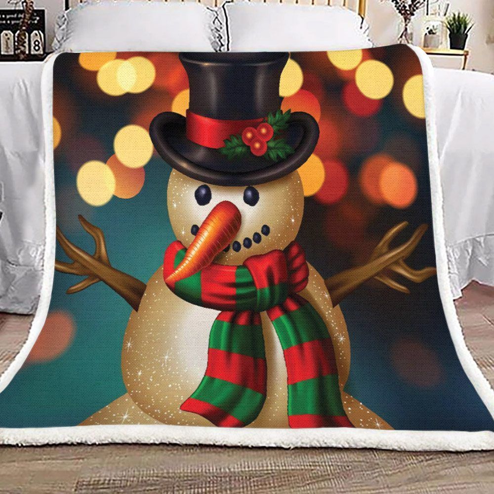 litzzy A Snowman GS-CL-KC2506 Sherpa Fleece Blanket Sherpa Fleece Blanket   