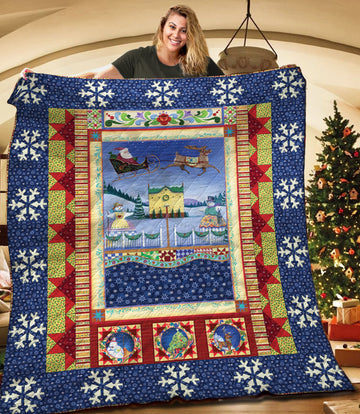 litzzy A Village Christmas TNT181112NH Fleece Blanket Quilt Blanket   