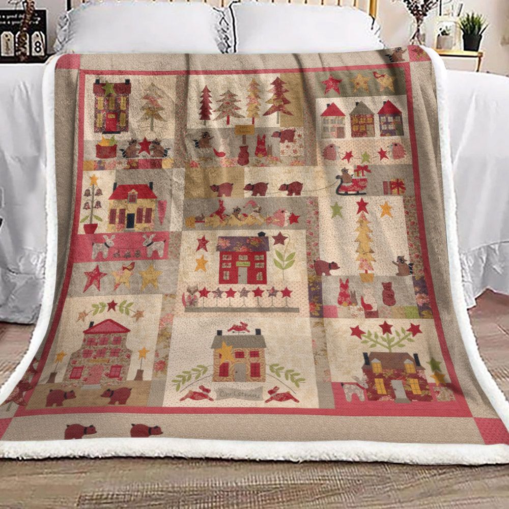 litzzy A Woodland Christmas DV2310002F Sherpa Fleece Blanket Sherpa Fleece Blanket   