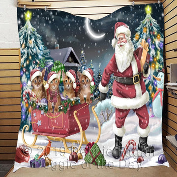 litzzy Abyssinian Cats Christmas CL18110001MDQ Fleece Blanket Quilt Blanket   