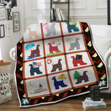 litzzy Afghan Hound Fleece Blanket HST1910501 Fleece Blanket   