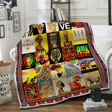 litzzy African Culture Fleece Blanket HST19103544 Fleece Blanket   