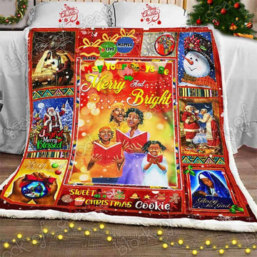 litzzy African American Christmas Fleece Blanket DHC121185VT Sherpa Fleece Blanket   