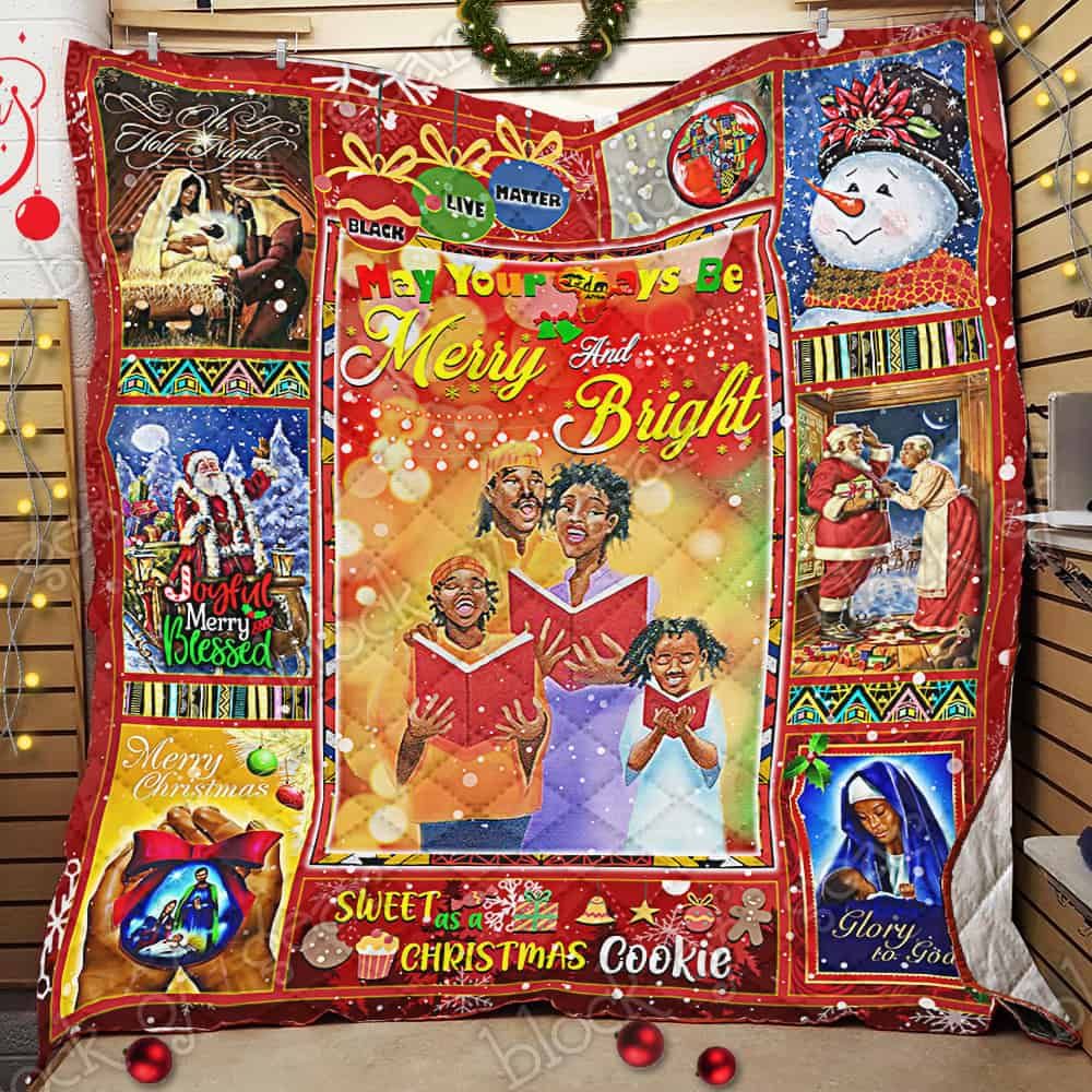litzzy African American Christmas GS-CL-NT2810 Fleece Balnket Quilt Blanket   