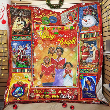 litzzy African American Christmas GS-CL-NT2810 Fleece Balnket Quilt Blanket   