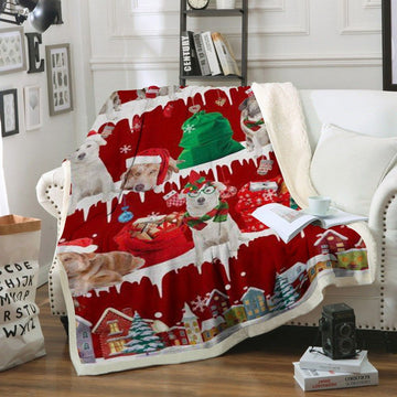litzzy Aidi Snow Christmas CL11120154MDF Sherpa Fleece Blanket Sherpa Fleece Blanket   