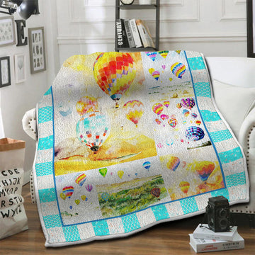 litzzy Air Balloon Fleece Blanket HST19101404 Fleece Blanket   