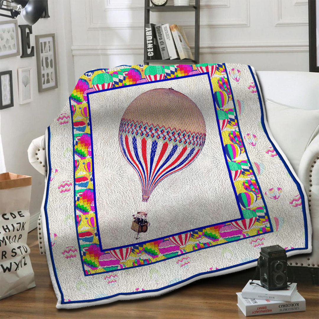 litzzy Air Balloon HQT1610362 Fleece Blanket Fleece Blanket   