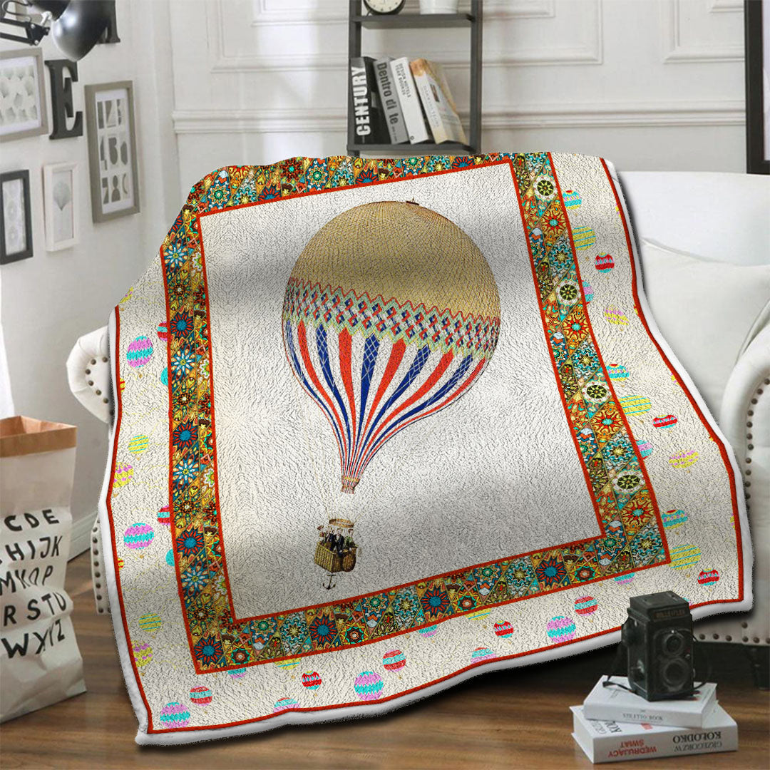 litzzy Air Balloon HQT1610364 Fleece Blanket Fleece Blanket   