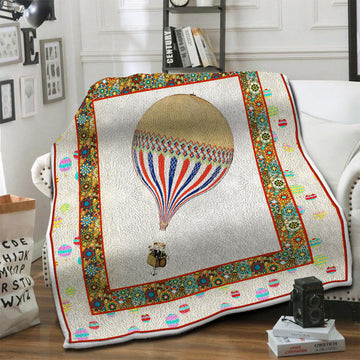 litzzy Air Balloon HQT1610364 Fleece Blanket Fleece Blanket   