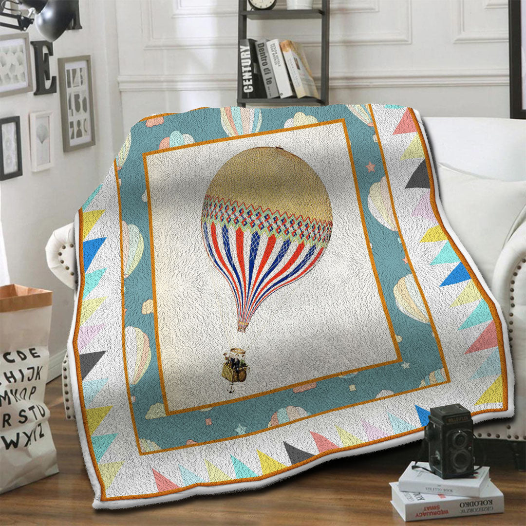 litzzy Air Balloon HQT1610368 Fleece Blanket Fleece Blanket   