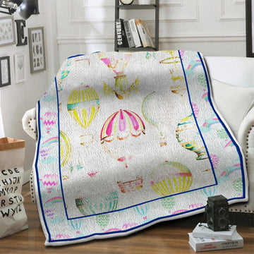 litzzy Air Balloon HQT1610370 Fleece Blanket Fleece Blanket   