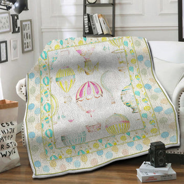 litzzy Air Balloon HQT1610371 Fleece Blanket Fleece Blanket   