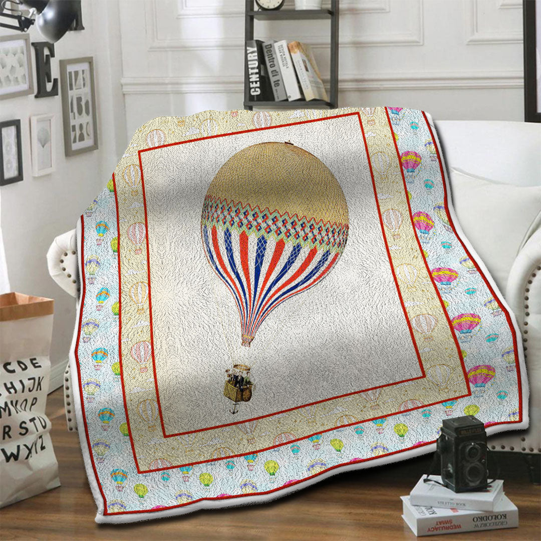 litzzy Air Balloon HQT1610372 Fleece Blanket Fleece Blanket   
