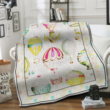 litzzy Air Balloon HQT1610374 Fleece Blanket Fleece Blanket   
