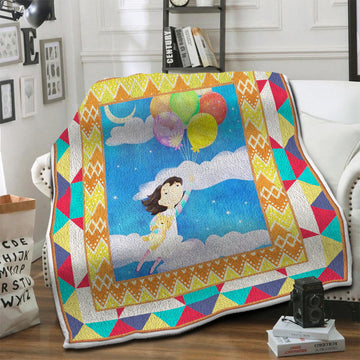 litzzy Air Balloon HQT1610376 Fleece Blanket Fleece Blanket   