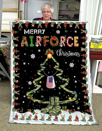litzzy Air Force Merry Air Force Christmas GS CL DT1810 Sherpa Fleece Blanket Sherpa Fleece Blanket   