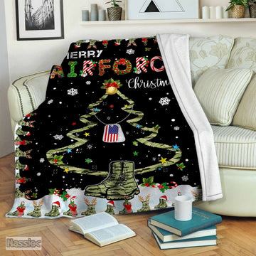 litzzy Airforce Christmas Fleece Blanket CCC2610857 Sherpa Fleece Blanket   