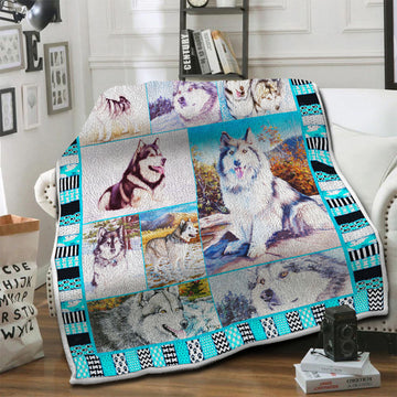litzzy Alaskan Malamute Dog Fleece Blanket HST19101407 fleece blanket   