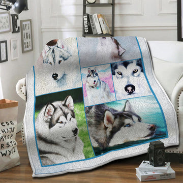 litzzy Alaskan Malamute Dog Fleece Blanket HST19101408 fleece blanket   