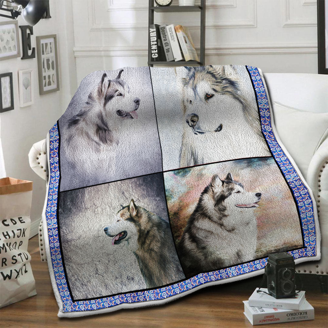 litzzy Alaskan Malamute Dog Fleece Blanket HST19101409 fleece blanket   
