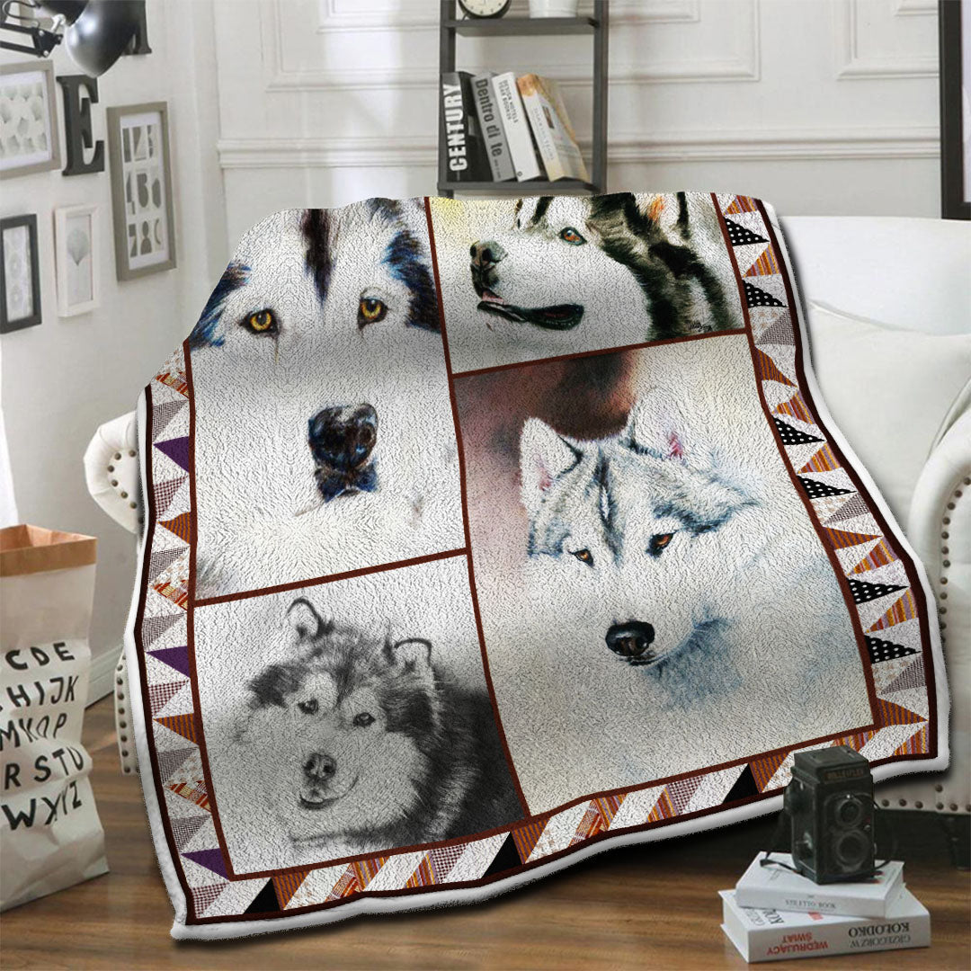 litzzy Alaskan Malamute Dog Fleece Blanket HST19101410 fleece blanket   