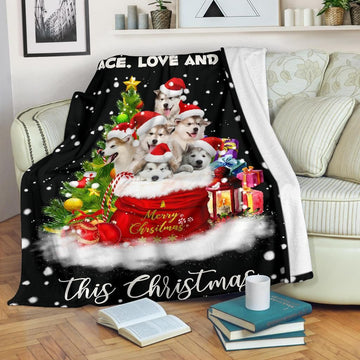 litzzy Alaskan Malamute Christmas CL05120006MDF Sherpa Fleece Blanket Sherpa Fleece Blanket   