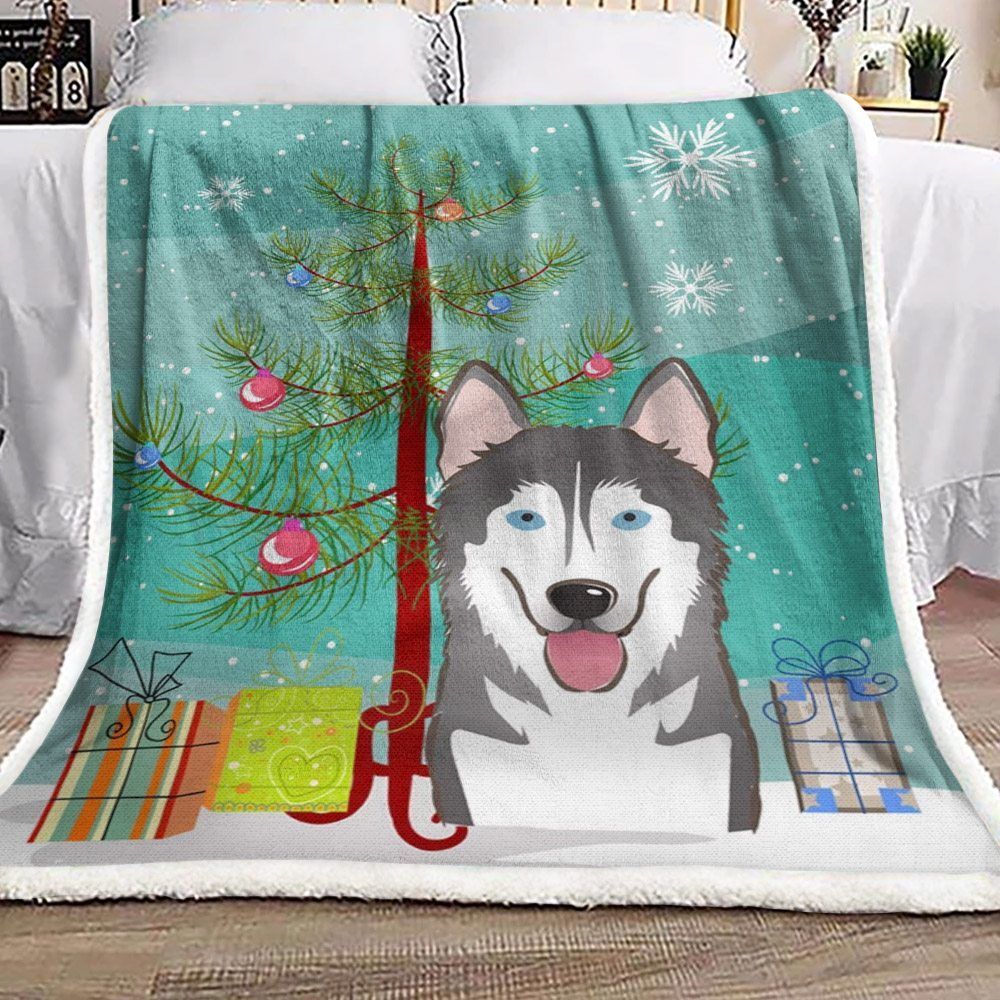 litzzy Alaskan Malamute Christmas GS-CL-LD2706 Sherpa Fleece Blanket Sherpa Fleece Blanket   