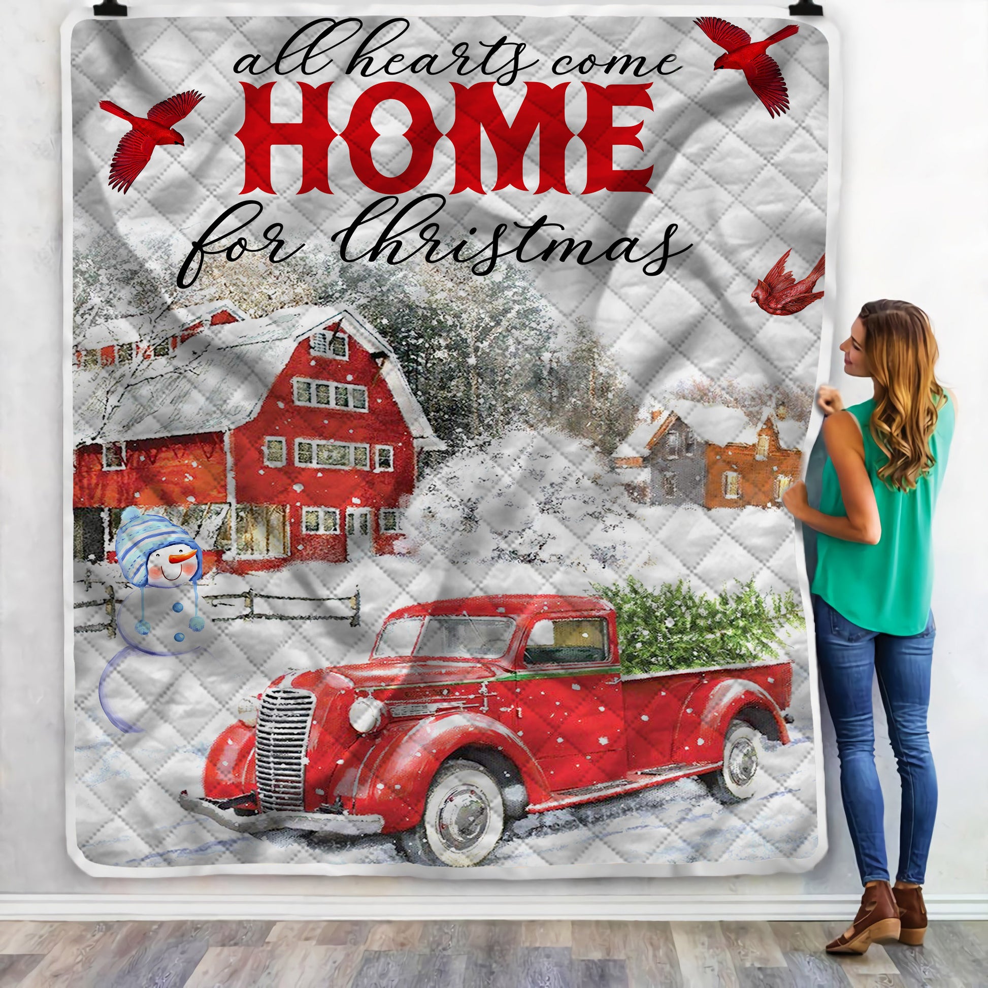 litzzy All Hearts Come Home For Christmas NI1410057KL Sherpa Fleece Blanket Sherpa Fleece Blanket   