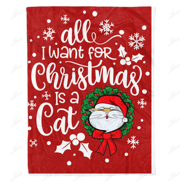 litzzy All I Want For Christmas Is A Cat AM0311665CL Sherpa Fleece Blanket Sherpa Fleece Blanket   