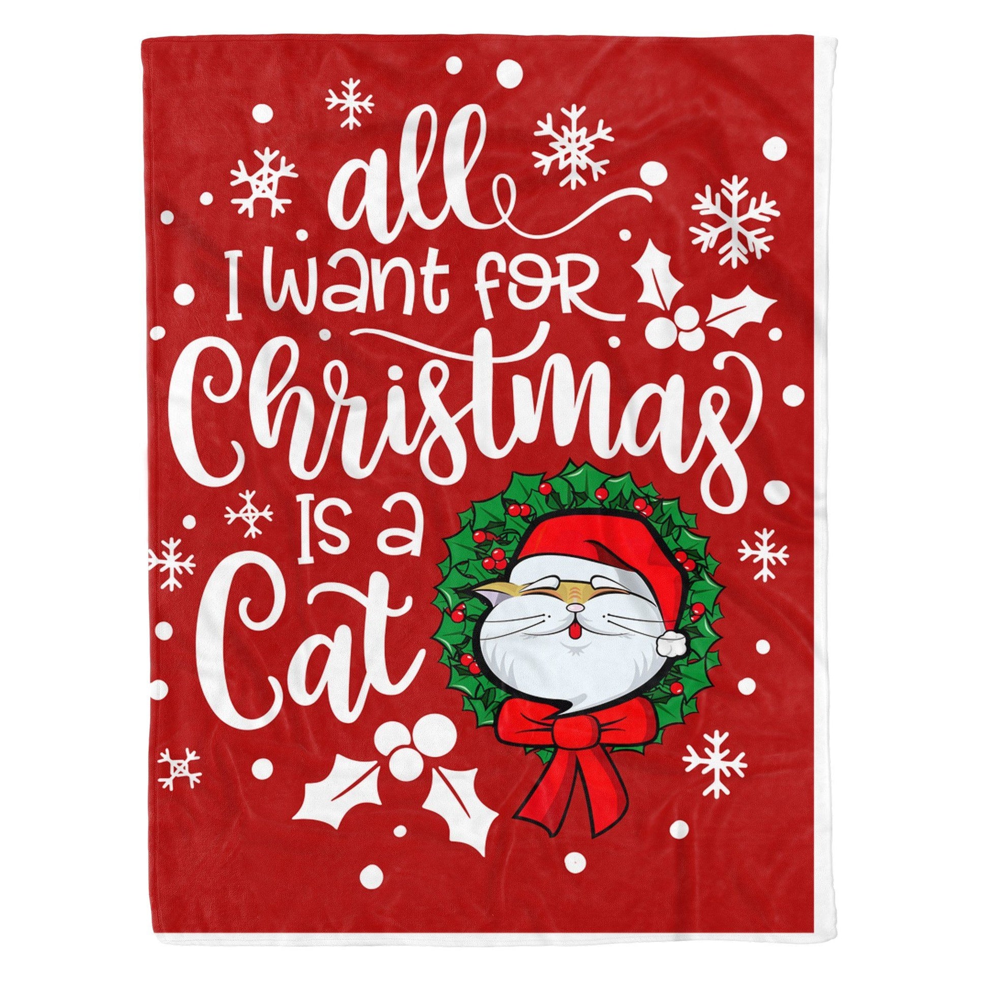 litzzy All I Want For Christmas Is A Cat CLM2812008S Sherpa Fleece Blanket Sherpa Fleece Blanket   