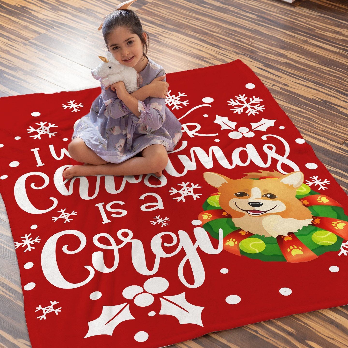 litzzy All I Want For Christmas Is A Corgi CLM2812009S Sherpa Fleece Blanket Sherpa Fleece Blanket   