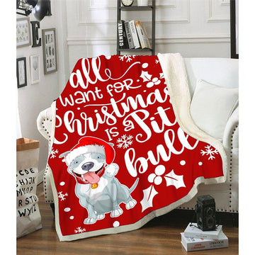 litzzy All I Want For Christmas Is A Pit Bull CLM2812010S Sherpa Fleece Blanket Sherpa Fleece Blanket   