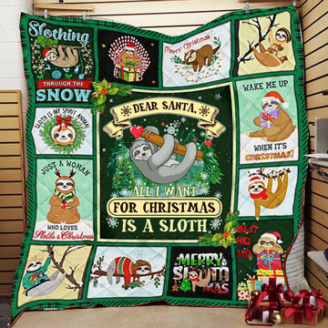 litzzy All I Want For Christmas Is A Sloth CLA0412806Q Fleece Blanket Quilt Blanket   
