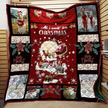 litzzy All I Want For Christmas Is Alpacas DHCDHC LD0710 Fleece Blanket Quilt Blanket   