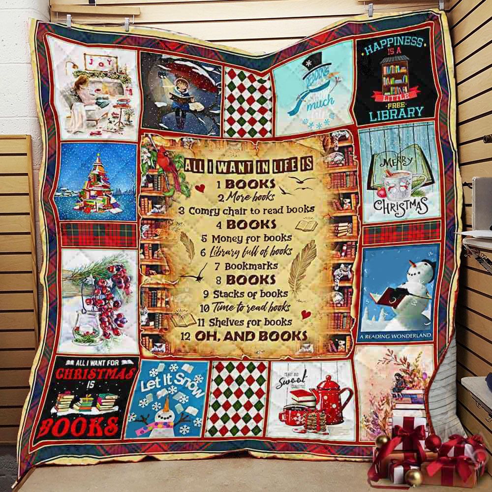 litzzy All I Want For Christmas Is Books Fleece Blanket ABC07111742 Quilt Blanket   