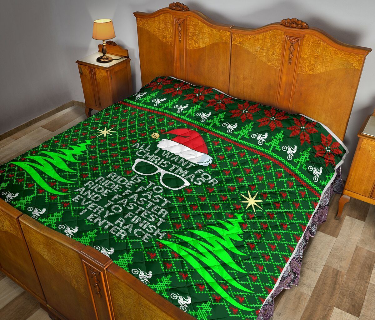 litzzy All I Want For Christmas Is To Ride Fast Motocross Fleece Blanket Dhc1312918Dd Quilt Blanket   