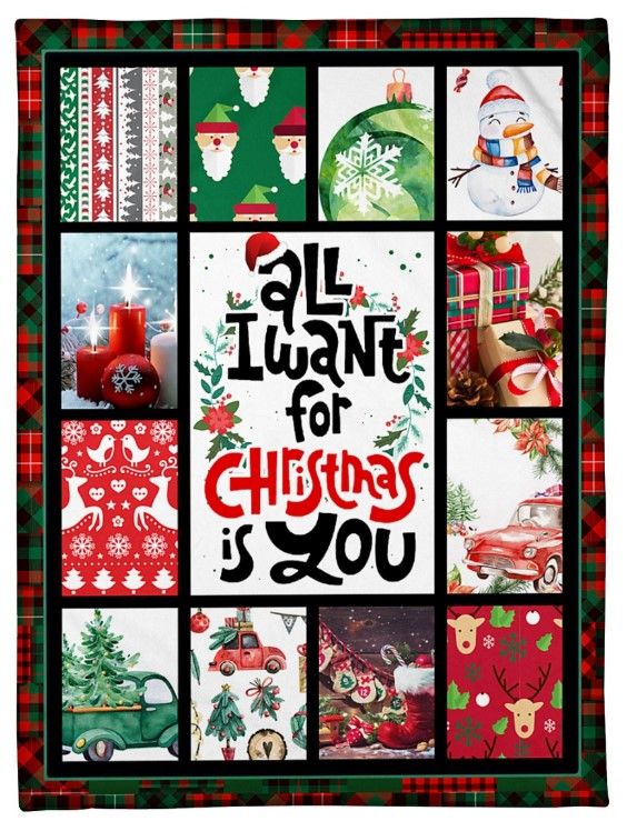 litzzy All I Want For Christmas Is You CLM2412009S Sherpa Fleece Blanket Sherpa Fleece Blanket   