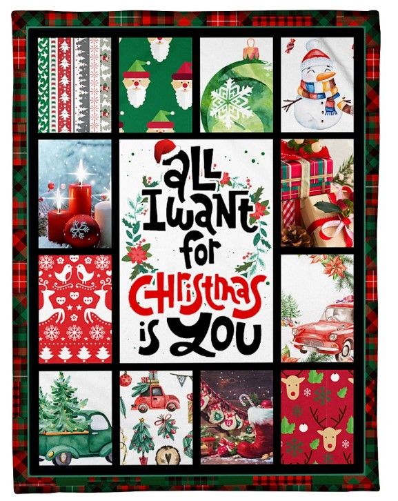 litzzy All I Want For Christmas Is You CLM2412010S Sherpa Fleece Blanket Sherpa Fleece Blanket   