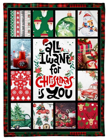 litzzy All I Want For Christmas Is You CLM2412010S Sherpa Fleece Blanket Sherpa Fleece Blanket   