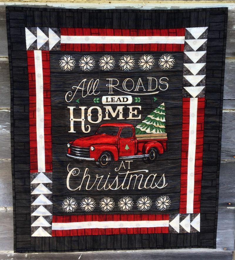 litzzy All Roads Lead Home At Christmas CLH2111015Q Fleece Blanket Quilt Blanket   
