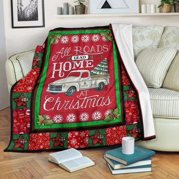 litzzy All Roads Lead Home At Christmas CLM02120056S Sherpa Fleece Blanket Sherpa Fleece Blanket   