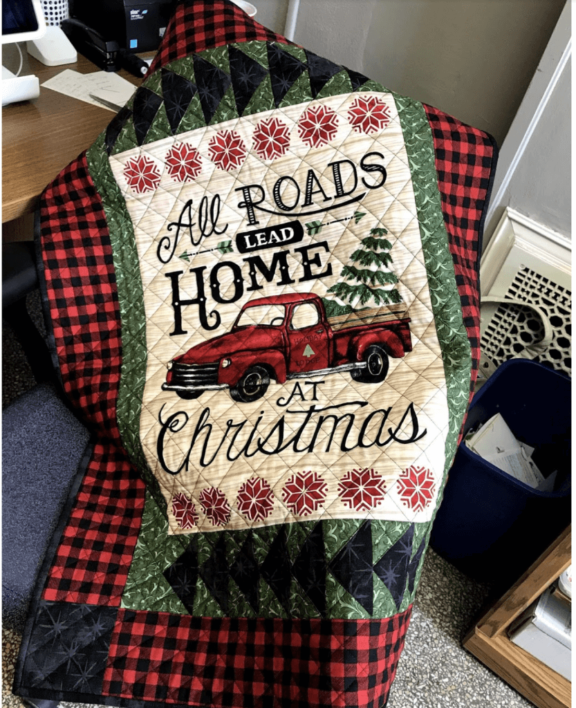 litzzy All Roads Lead Home At Christmas DAC181157 Fleece Blanket Quilt Blanket   