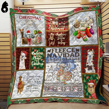 litzzy Alpaca Christmas Alpaca Fleece Blanket Dhc04011912Dd Quilt Blanket   