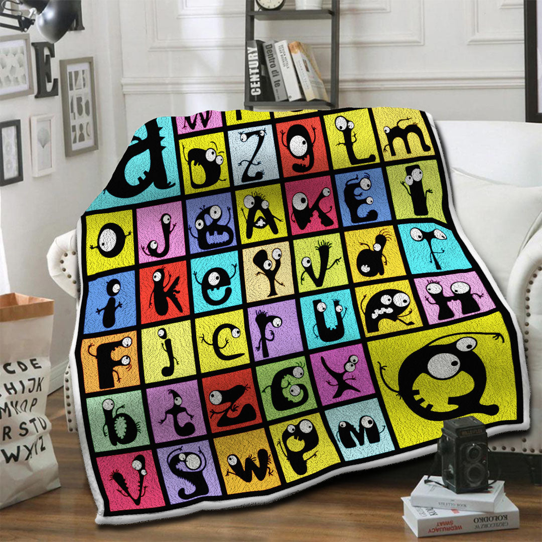 litzzy Alphabet Fleece Blanket HST19101604 Fleece Blanket   