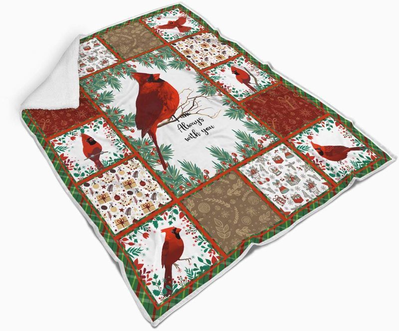 litzzy Always With You Cardinal Christmas GS-CL-LD0711 Sherpa Fleece Blanket Sherpa Fleece Blanket   