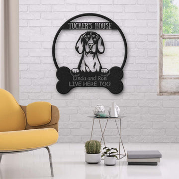 litzzy American English CoonHound Dog Lovers Funny Personalized Metal House Sign - Custom metal signs - Metal Monogram Sign for Home Decor    
