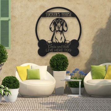 litzzy American English CoonHound Dog Lovers Funny Personalized Metal House Sign - Custom metal signs - Metal Monogram Sign for Home Decor    